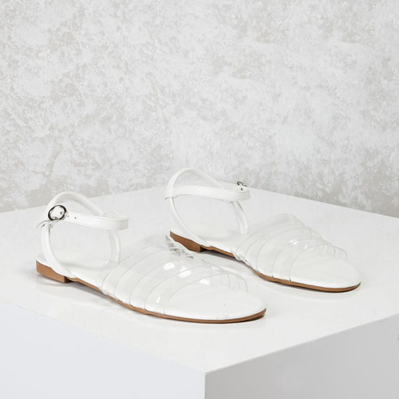Forever 21 Shoes - NWT Forever 21 Clear White Caged Sandals Size 8